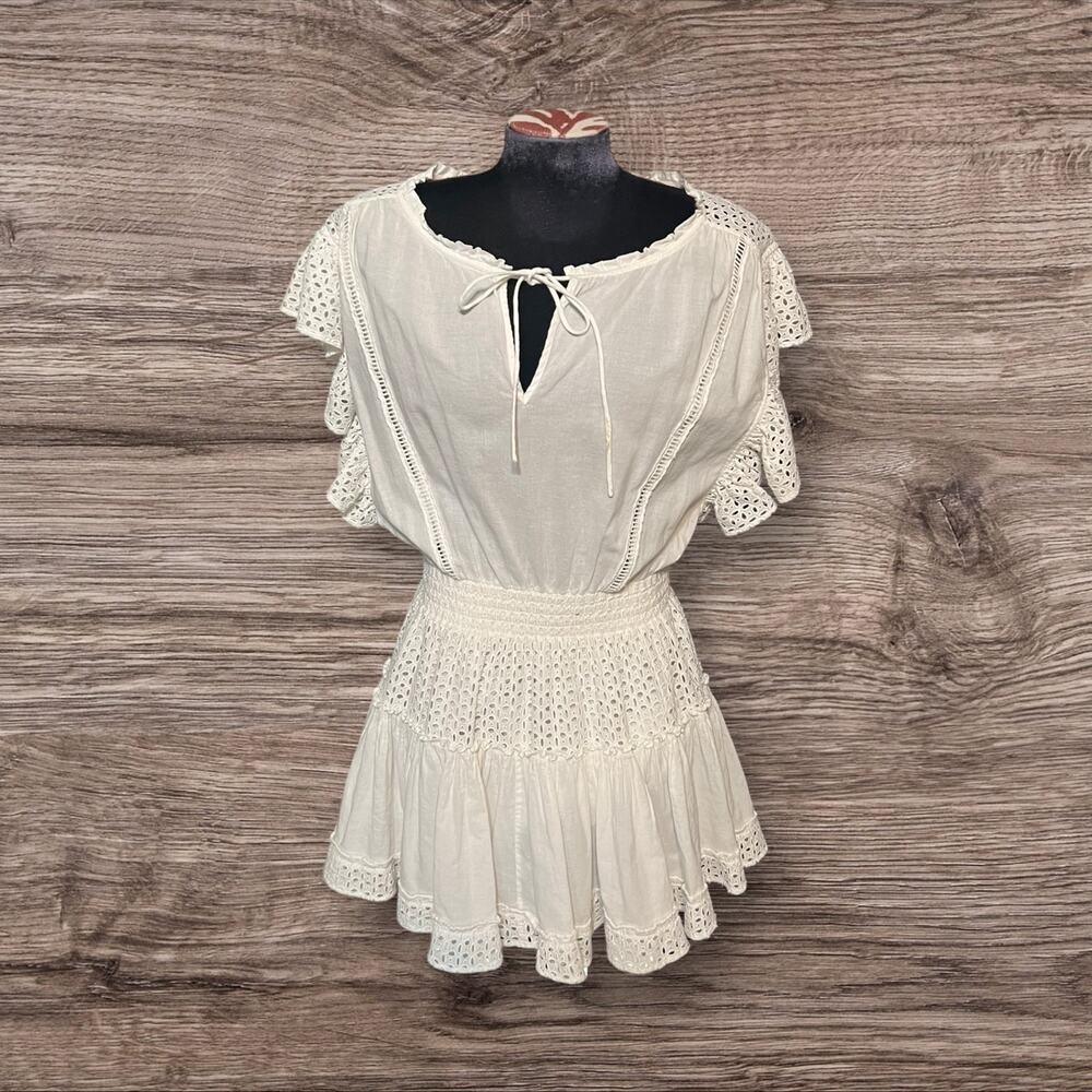 Misa Los Angeles Sarika Mini Dress White Flutter Sleeve Size Small